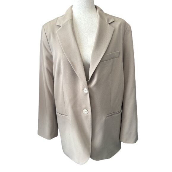 New H&M Loose Fit Tan Blazer Jacket Double Button  M - Picture 1 of 9